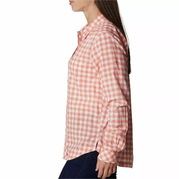 Columbia Women's Camp Henry III Long Sleeve Shirt Gingham Cotton LIght-Weight - Picture 5 of 13
